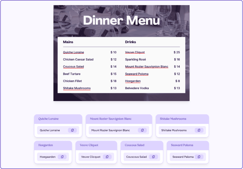 Proofreaded menu