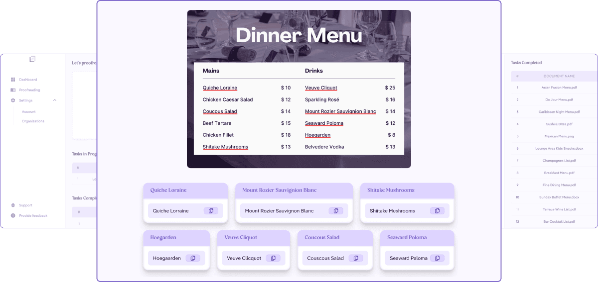 Proofreaded menu